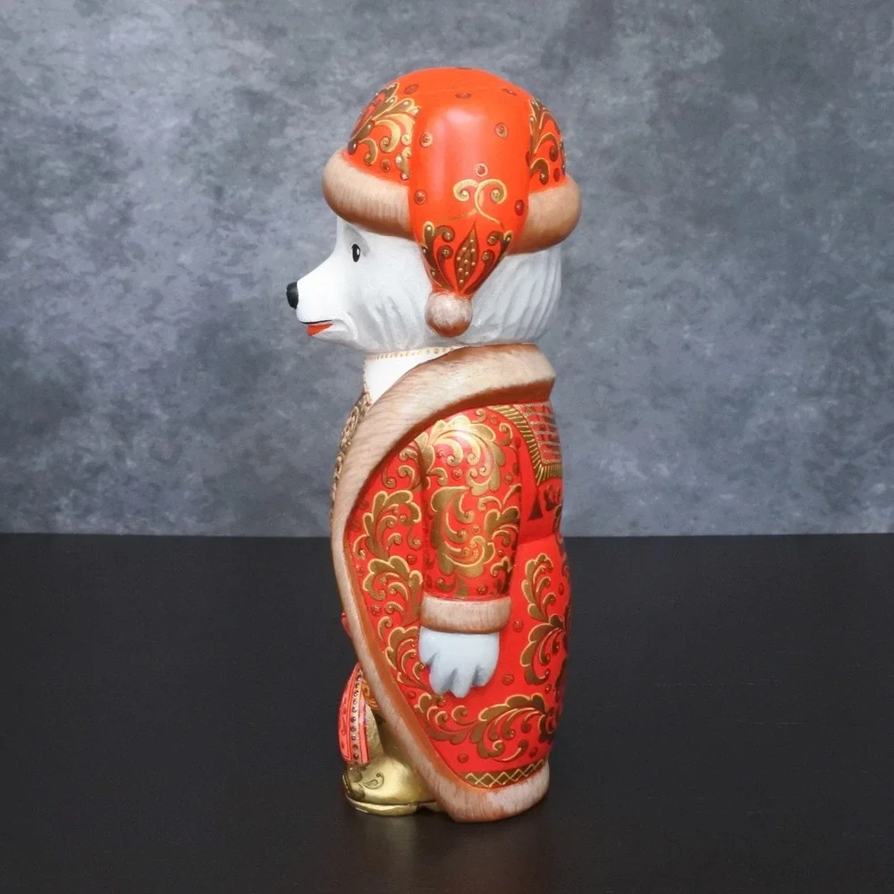 Signed Hand Carved Russian Polar Bear Father Frost Santa Christmas Figurine